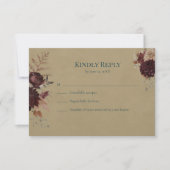 Dark Teal Floral Gothic RSVP Card (正面)