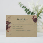 Dark Teal Floral Gothic RSVP Card (スタンド正面)