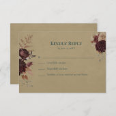 Dark Teal Floral Gothic RSVP Card (正面/裏面)