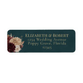 Dark Teal Floral Gothic Wedding Address Label ラベル (正面)