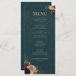Dark Teal Floral Gothic Wedding Menu メニュー