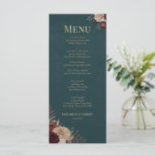 Dark Teal Floral Gothic Wedding Menu メニュー (スタンド正面)