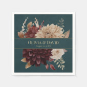 Dark Teal Floral Gothic Wedding Napkins スタンダードカクテルナプキン (正面)