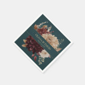 Dark Teal Floral Gothic Wedding Napkins スタンダードカクテルナプキン (角)