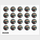 Dark Teal Floral Gothic Wedding Round Sticker ラウンドシール (シート)