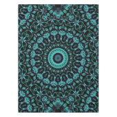 Dark Teal Floral Noir Mandala テーブルクロス (正面)