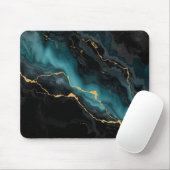 Dark Teal & Gold Marble Statement Mousepad マウスパッド (マウス)