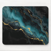 Dark Teal & Gold Marble Statement Mousepad マウスパッド (正面)