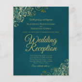 Dark Teal & Gold Wedding Reception BUDGET Invite (正面)