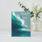 Dark Teal & Green Abstract Thank You Card ポストカード (スタンド正面)