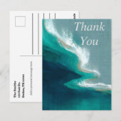 Dark Teal & Green Abstract Thank You Card ポストカード (正面/裏面)
