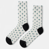 Dark Teal Heart Pattern Socks ソックス (左)