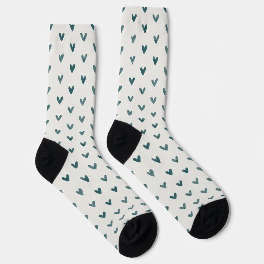 Dark Teal Heart Pattern Socks ソックス (右)