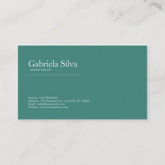 Dark Teal Marble Gold Geometric Eucalyptus 名刺 (裏面)