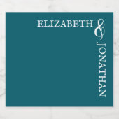 Dark Teal Modern Typography Wedding スパークリングワインラベル (シングルラベル)