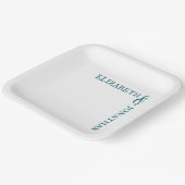 Dark Teal Modern Typography Wedding ペーパープレート (傾斜あり)