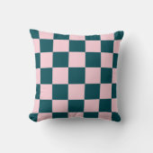 Dark Teal Pink Checkerboard Pillow クッション (正面)