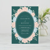 Dark Teal Polished Winter Wedding 招待状 (スタンド正面)