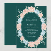 Dark Teal Polished Winter Wedding 招待状 (正面/裏面)