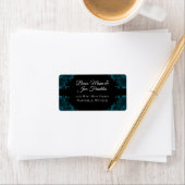 Dark Teal Roses Wedding Address Labels ラベル (インサイチュ)