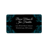 Dark Teal Roses Wedding Address Labels ラベル (正面)