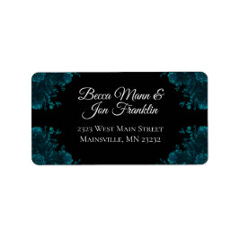 Dark Teal Roses Wedding Address Labels ラベル