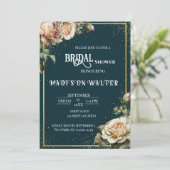 Dark Teal Rustic Rose Bridal Shower Invitation 招待状 (スタンド正面)