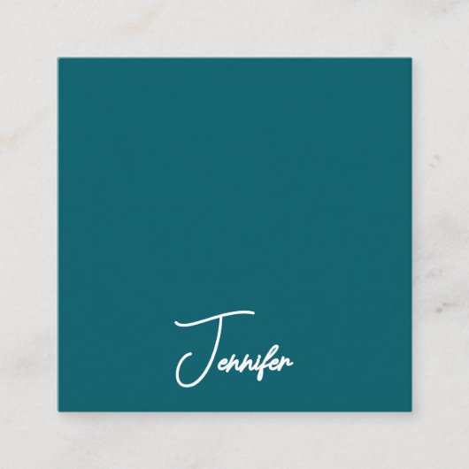 Dark Teal Trend Modern Minimalist Handwriting Name エンクロージャーカード (正面)