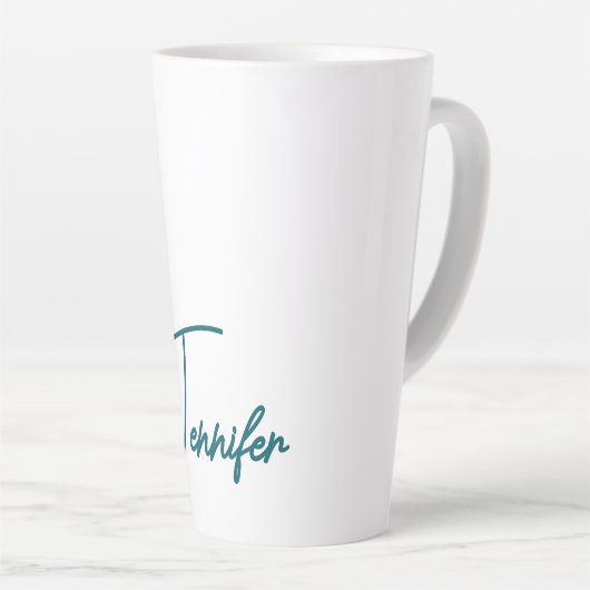 Dark Teal Trend Modern Minimalist Handwriting Name カフェラテマグ (右アングル)