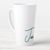Dark Teal Trend Modern Minimalist Handwriting Name カフェラテマグ (左アングル)