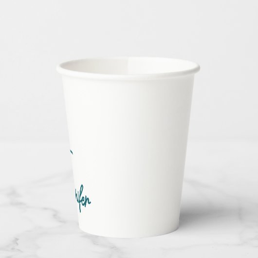 Dark Teal Trend Modern Minimalist Handwriting Name 紙コップ (左)