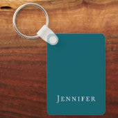 Dark Teal Trendy Modern Minimalist Your Name キーホルダー (正面)