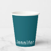 Dark Teal Trendy Modern Minimalist Your Name 紙コップ (正面)
