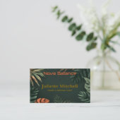 Dark Teal Tropical Elegant Wellness Business Card 名刺 (スタンド正面)