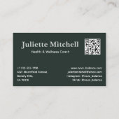 Dark Teal Tropical Elegant Wellness Business Card 名刺 (裏面)