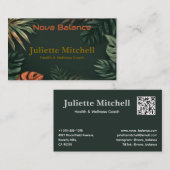 Dark Teal Tropical Elegant Wellness Business Card 名刺 (正面/裏面)
