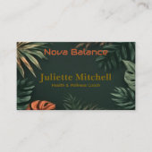 Dark Teal Tropical Elegant Wellness Business Card 名刺 (正面)