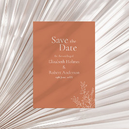 Dark Terracotta Botanical Save the Date 招待状