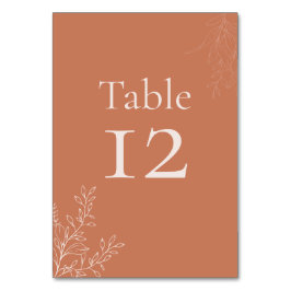 Dark Terracotta Botanical Table Number テーブルナンバー