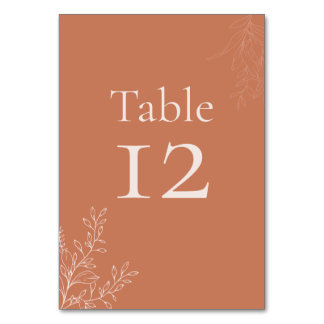 Dark Terracotta Botanical Table Number テーブルナンバー