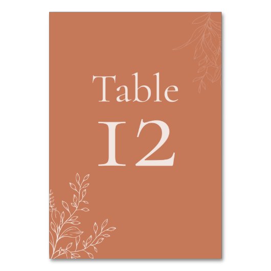 Dark Terracotta Botanical Table Number テーブルナンバー (正面)