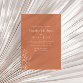 Dark Terracotta Botanical Wedding Invitation 招待状