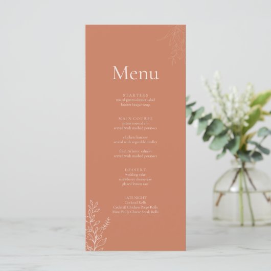 Dark Terracotta Botanical Wedding Menu メニュー (スタンド正面)