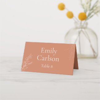 Dark Terracotta Botanical Wedding Place Card プレイスカード