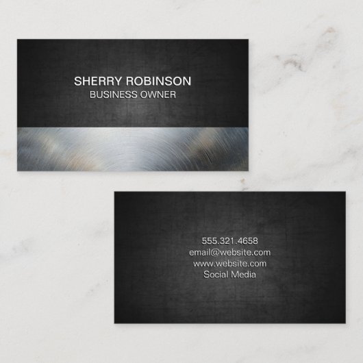 Dark Texture | Metallic Brushed 名刺 (正面/裏面)