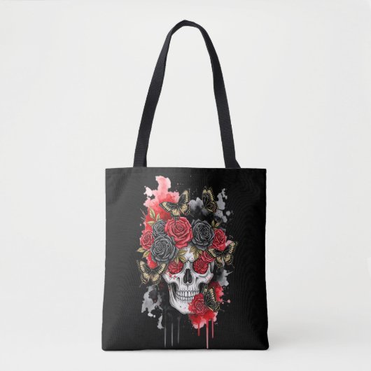 Dark the Legacy – Gothic Skull & Rose Tote Bag トートバッグ (正面)