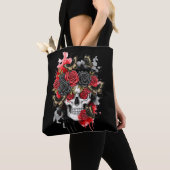 Dark the Legacy – Gothic Skull & Rose Tote Bag トートバッグ (クローズアップ)