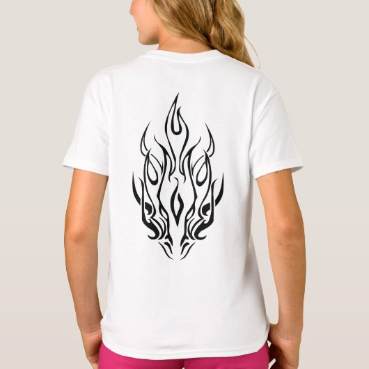 Dark Tribal Flame Mask – Abstract Fire Art Design Tシャツ (裏面)