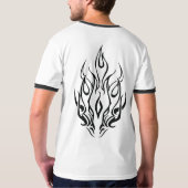 Dark Tribal Flame Mask – Abstract Fire Art Design Tシャツ (裏面フル)