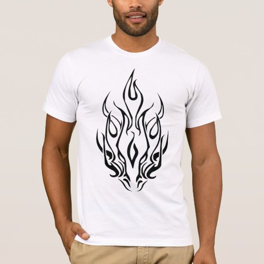 Dark Tribal Flame Mask – Abstract Fire Art Design Tシャツ (正面)